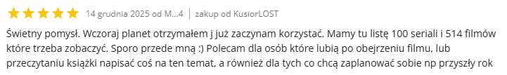 Najbardziej pomocna opinia klienta z Allegro o Planerze Kulturalnym